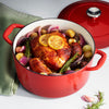 5.5 Qt Enameled Cast-Iron Series 1000 Covered Round Dutch Oven - Gradated Red