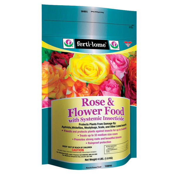 Fertilizante para rosas y flores Ferti-lome con gránulos insecticidas sistémicos, 4 lb