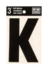 Hy-Ko 3 in. Black Vinyl Letter K Self-Adhesive 1 pc. (Pack of 10)