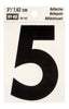 Hy-Ko 3 in. Reflective Black Vinyl Number 5 Self-Adhesive 1 pc. (Pack of 10)