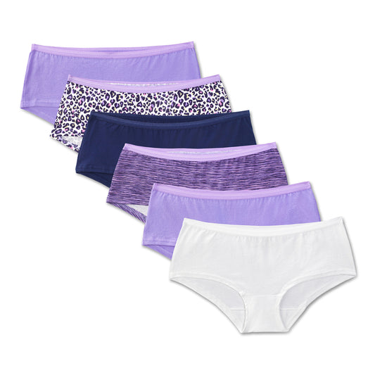Fruit Of The Loom 6dbsta1 Sz7 Size 7 Women'S Cotton Boy Shorts Asst Colors/Patterns 6 Ct
