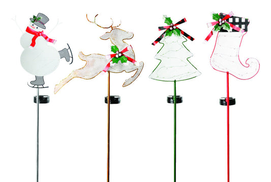 Alpine Solar Assorted Christmas Yard Stake (Pack of 16)