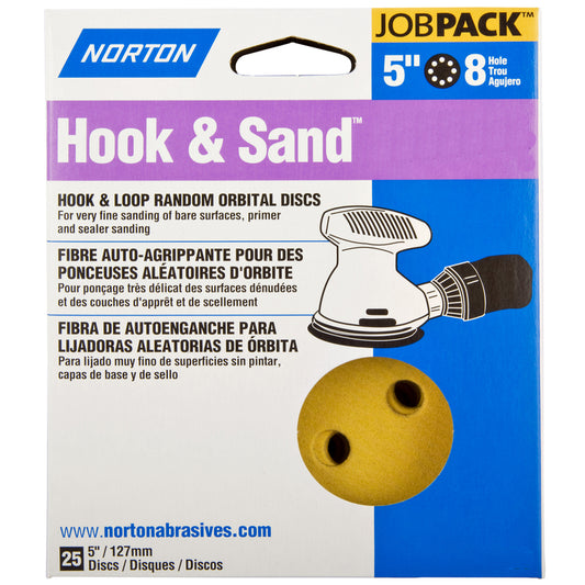 Norton Hook & Sand 5 in.   Aluminum Oxide Hook and Loop A290 Sandpaper Vacuum Disc 120 Grit Medium 2