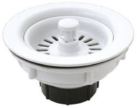 Basket Sink Strainer, White Plastic, 3.5-In.