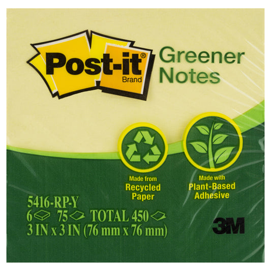 3M Post-it 3 in.   W X 3 in.   L Yellow Sticky Notes 6 pad
