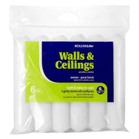 RollerLite White Velvet Woven Dralon Fabric 6 in. W X 3/8 in. Mini Paint Roller Cover Refill 6 pk