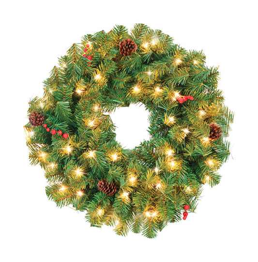 Celebrations  Prelit Green  Wreath  24 in. Dia. Clear (Pack of 6)