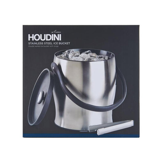 Houdini 4 qt Silver Stainless Steel Ice Bucket with Tongs