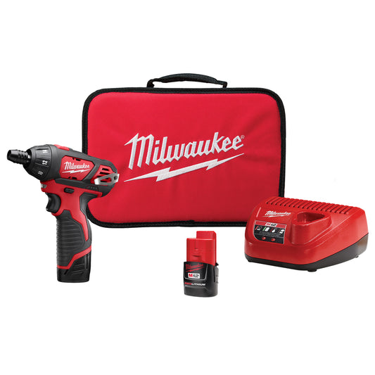 Milwaukee M12 1/4 500RPM 12 V Red Cordless Keyless Battery Operated Screwdriver Kit
