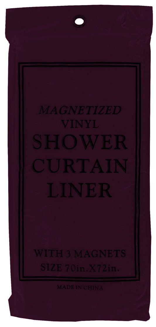 J & M Home Fashions 7609 Burgundy Magnetic Shower Liner