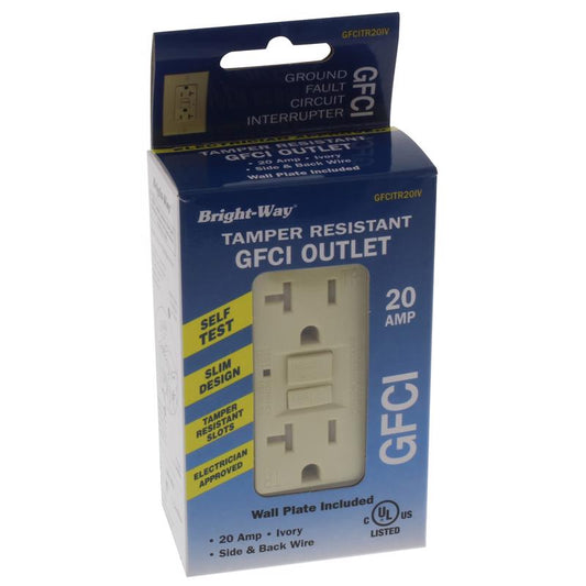 Bright-Way 20 amps 125 V Ivory GFCI Outlet 1 pk