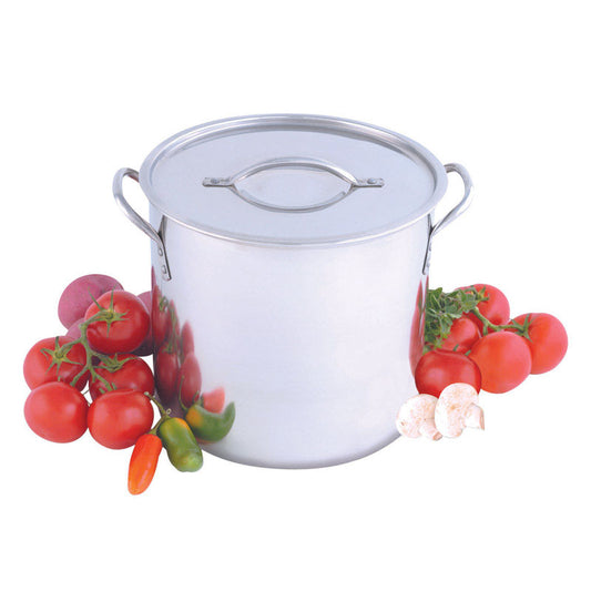 Heuck Silver Stainless Steel Dishwasher Safe Stock Pot 8 qt. Capacity with Lid & Two Handles