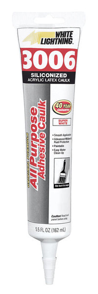 White Lightning 3006 White Siliconized Acrylic Caulk Sealant 5.5 oz. (Pack of 12)