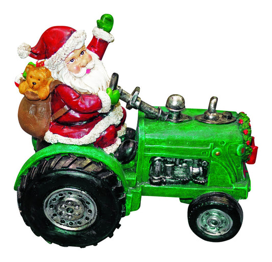 Alpine Multicolored Santa on Tractor Statue Christmas Decoration