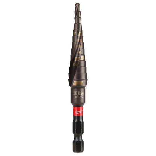 Milwaukee  SHOCKWAVE  1/8 to 1/2 in.  x 3.75 in. L High Speed Steel  1  Impact Step Drill Bit  1 pc.