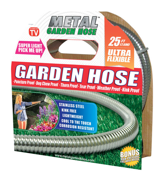 Metal Garden Hose As Seen On TV 5/8 in. Dia. x 25 ft. L Stainless Steel Garden Hose