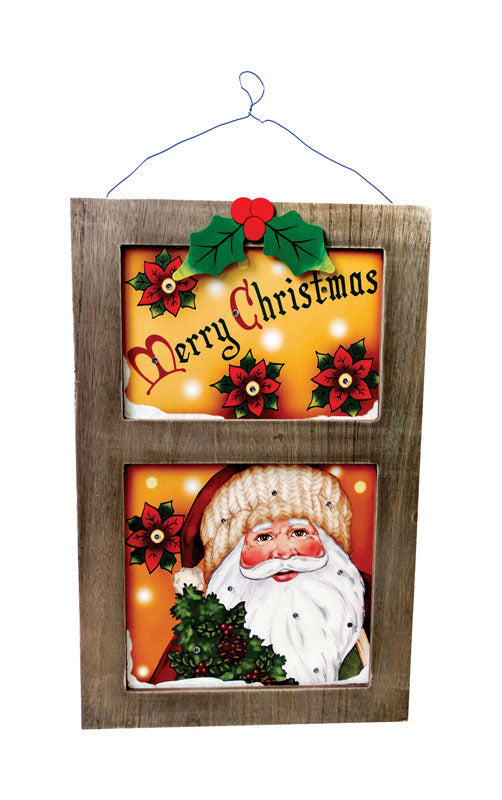 Alpine Santa in Frame LED Christmas Decoration Multicolored Wood 23 x 11-3/4 in. 1 pk (Pack of 6)