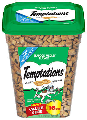 Temptations Cat Treats, Seafood Medley, 16-oz.