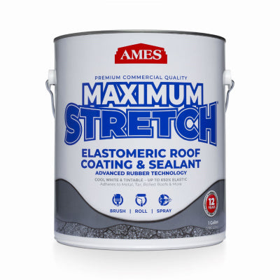 Ames Smooth Tintable White Acrylic Latex Maximum Stretch Premium Roof Top Coat 1 gal. (Pack of 4)