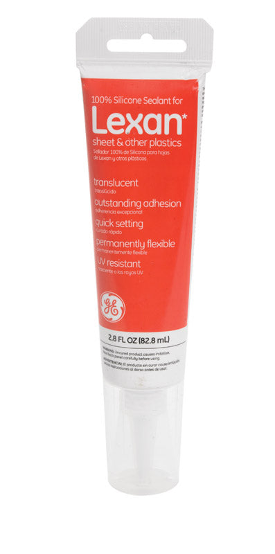 General Electric Lexan Clear Indoor and Outdoor Permanently Flexible Moisture Resistant Silicone Sealant 2.8 oz.