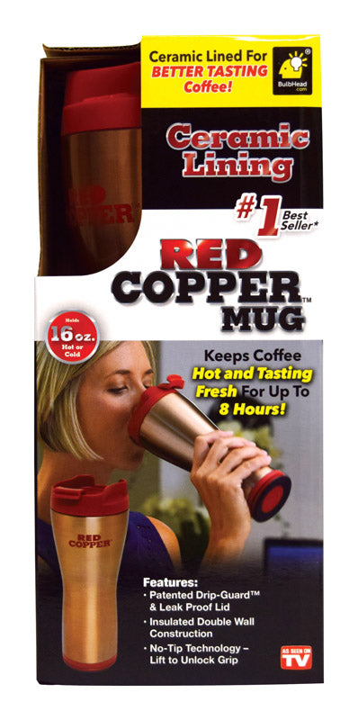 Red Copper As Seen On TV Copper Ceramic Lined Stainless Steel Travel Coffee Mug