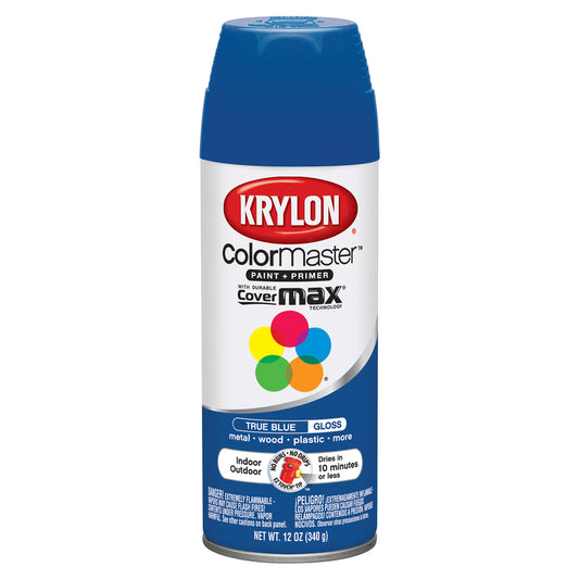 Krylon ColorMaster Gloss True Blue Spray Paint 12 oz. (Pack of 6)