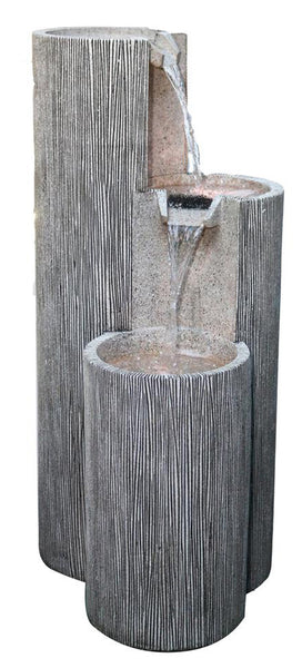 Fuente de tres niveles con columnas redondas y luz LED Gil1482 de Alpine Corporation de 22 x 19 x 41 pulgadas