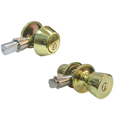 Combination Mobile Home Lockset, Polished Brass (Pack of 2)