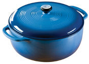 Lodge Caribbean Blue Porcelain Surface Cast Iron Dutch Oven 7.8 qt. for Outdoor Grills/Open Flames