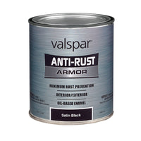 Valspar Anti-Rust Indoor and Outdoor Satin Black Oil-Based Enamel Rust Prevention Paint 1 qt