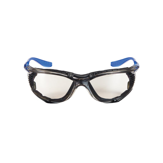 3M  Anti-Fog Foam Gasket Safety Glasses  Mirror Lens Black/Blue Frame 1 pc.