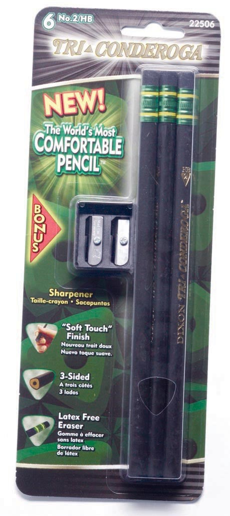 Ticonderoga 22506 Black Comfortable No. 2 Pencil With Sharpener (Pack of 6)