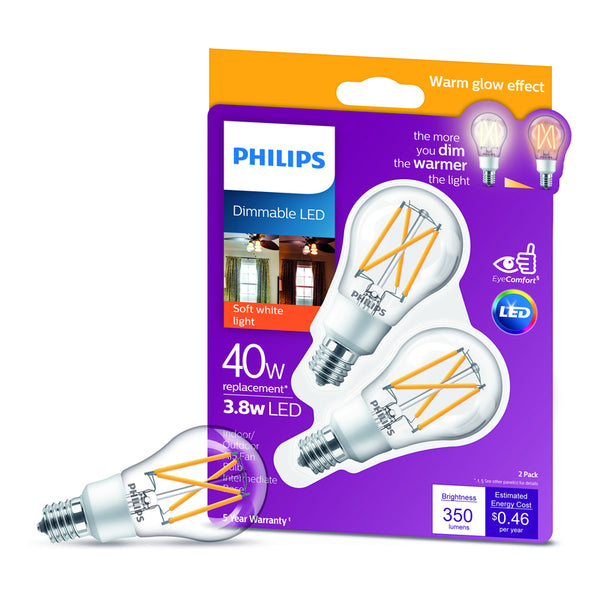 Bombilla LED Philips A15 E17 (intermedia) blanca suave, equivalente a 40 vatios, paquete de 2