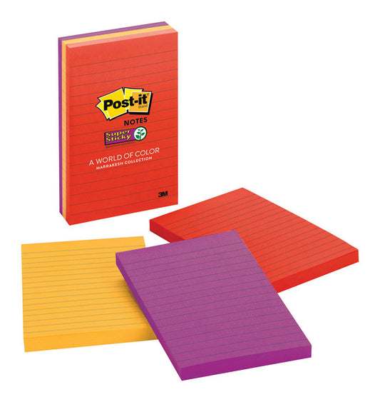 Post-It  4 in. W x 6 in. L Assorted  Sticky Notes  3 pad
