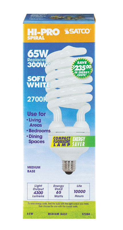 Satco  HI-PRO  65 watt T5  3.53 in. Dia. x 9.44 in. L CFL Bulb  Soft White  Speciality  2700 K 1 pk
