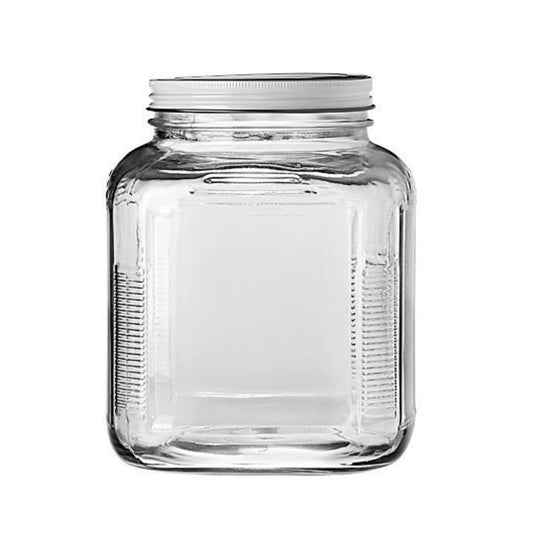 Anchor Hocking 85725AHG17 1 Gallon Clear Glass Cracker Jar With Brushed-Aluminum Lid (Pack of 4)