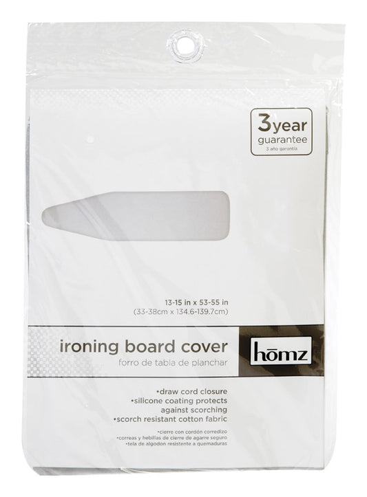 Homz 15 in. W X 55 in. L Cotton Gray Ironing Board Cover