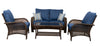 Living Accents 8799330 Blue 4 Piece Living Accents Charleston Dining Set With Brown Frame