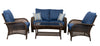 Living Accents 8799330 Blue 4 Piece Living Accents Charleston Dining Set With Brown Frame