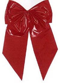 Christmas Bow, 2-Loop, Red Poly, 15 x 24 x 7-In.