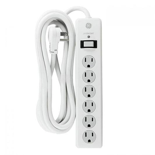 GE 10 ft. L 6 outlets Surge Protector White 800 J