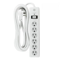 GE 10 ft. L 6 outlets Surge Protector White 800 J