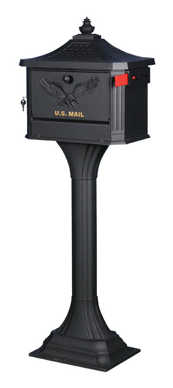 Solar Group Pedestal Mailbox Cast Aluminum 50-1/4" H X 18"W X 12-1/2" D Black