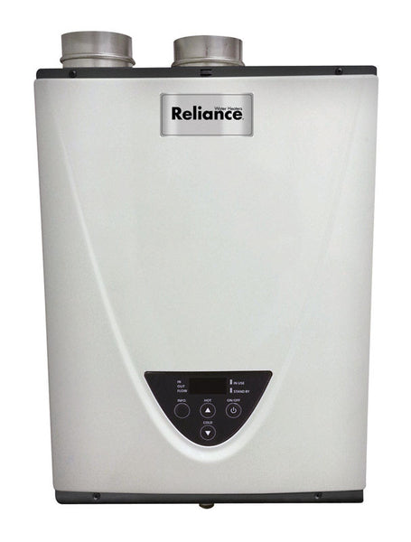 Calentador de agua a gas natural sin tanque Reliance de 8 galones y 180 000 BTU