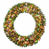 Feel Real Grande Fir Artificial Wreath, 200 Multi LED Lights, 48-In.