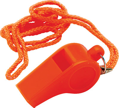 Safety Whistle, Orange Plastic (Pack of 6)
