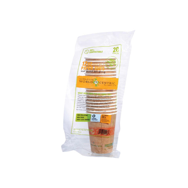 World Centric Compostable Hot Paper Cups - Case of 12 - 12 oz. (Pack of 12)