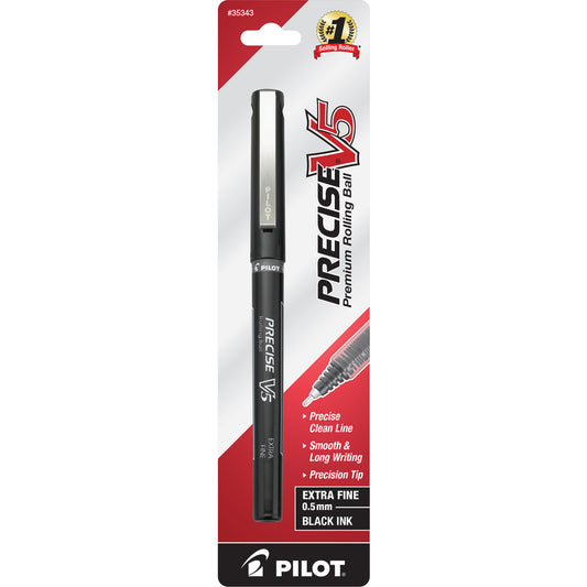 Pilot 35343 V-5 Black Precise Pen (Pack of 6)