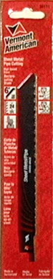 Vermont American 30111 6" 24 TPI High Speed Steel Metal Cutting Recip Saw Blade
