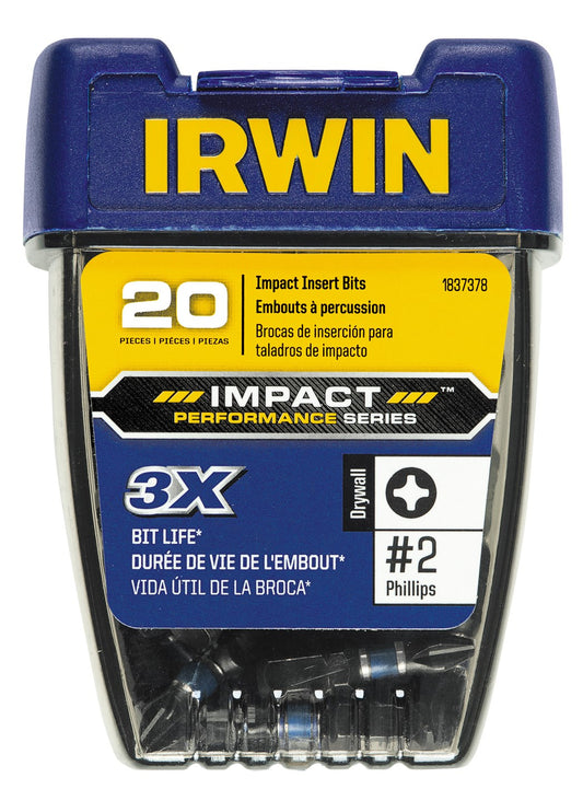 Irwin IWAF31PR220 1" Philips #2 Impact Drywall Insert Bit Pack 20 Count